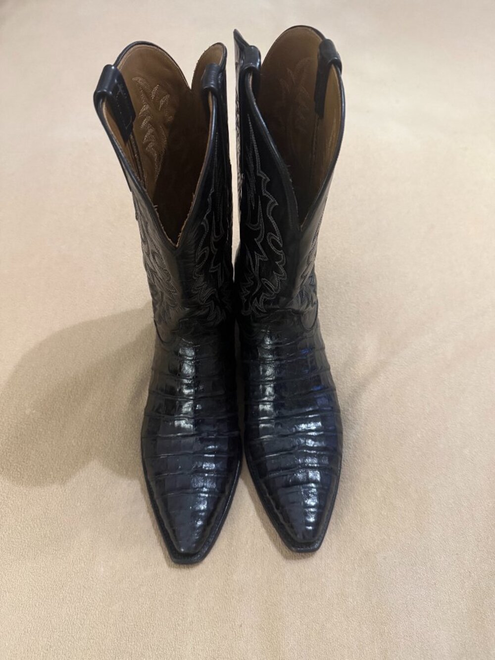 MENS LUCCHESE HAND MADE BLACK ALLIGATOR BOOTS SIZE 12 GREAT CONDITION